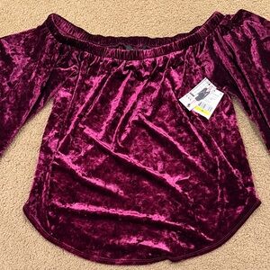 NWT Karen Kane Velvet Off-Shoulder Top in Deep Pink